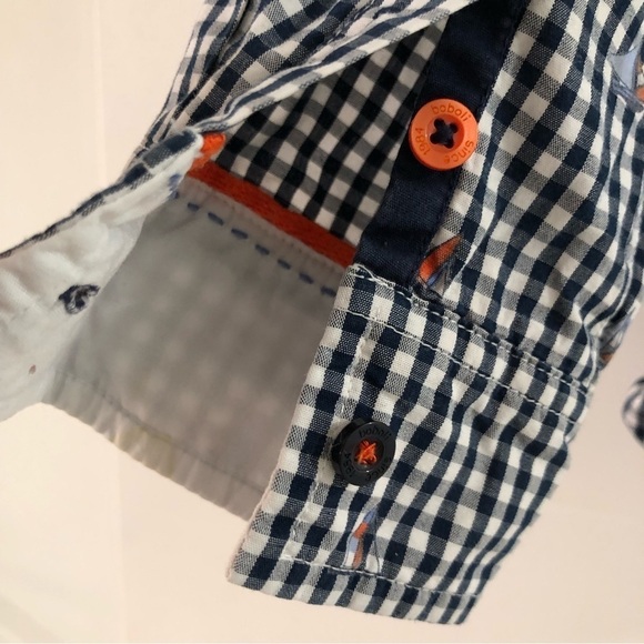 Boboli Boys Check Pattern Button Down Shirt With Sailboat Print Size 7 - Picture 5 of 8